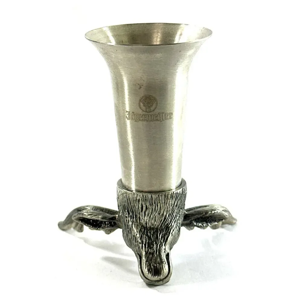 Jägermeister Deer Head Pewter Shot Glass 3.5” Hunting Stag Barware Germany